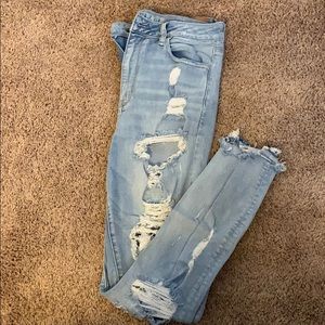 AEO Super Distressed, Super High Rise Jeans